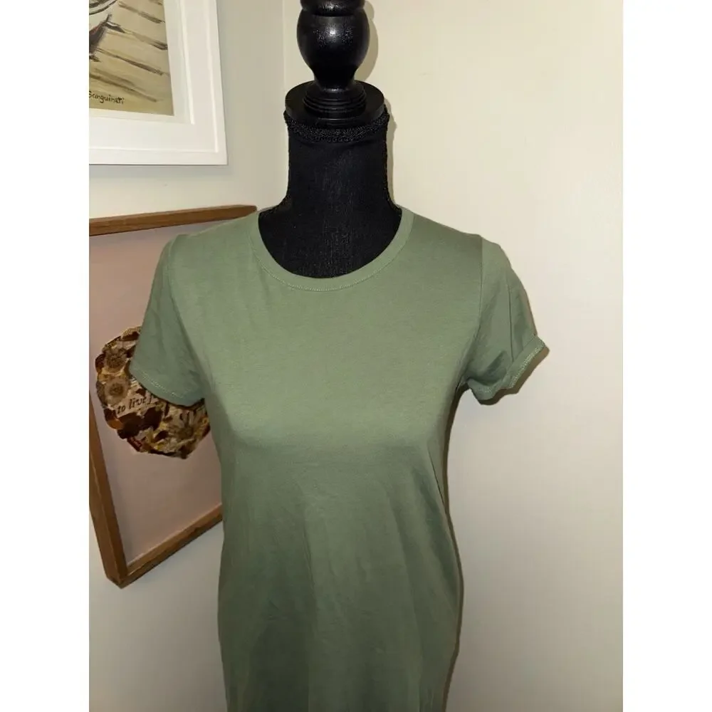 J. Crew Green T Shirt Dress Casual Everyday Comfort XXS Prep Travel Relaxed